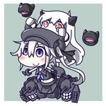  &gt;:) amputee blush chibi destroyer_hime double_amputee feiton kantai_collection legless multiple_girls northern_ocean_hime purple_eyes red_eyes shinkaisei-kan side_ponytail smile v-shaped_eyebrows white_hair white_skin 