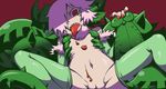  bad_id bad_tumblr_id blood breasts green_legwear hair_over_one_eye horns matsuda_yuusuke nail_polish nise_maou_dokuzeru out-of-frame_censoring pink_hair plant plant_girl pussy red_background red_eyes scales sharp_teeth short_hair small_breasts solo spread_legs teeth thighhighs tongue tongue_out vines yuusha_to_maou 