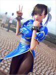  1girl bracelet breasts brown_eyes brown_hair brown_legwear chinese_clothes chun-li erect_nipples incise_soul jewelry pantyhose street_fighter v 