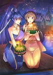  :d alternate_costume bare_shoulders blush breasts candle cleavage commentary_request haganef highres jewelry kneeling kratong large_breasts long_hair mitsurugi_meiya multiple_girls muvluv necklace night night_sky open_mouth river sabai sash sky smile stairs star_(sky) starry_sky takamura_yui thai_clothes 
