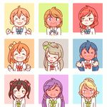  :d :o :t @_@ \m/ ahoge animated animated_gif ayase_eli blonde_hair blush bow bowtie collared_shirt fainting friedbun full-face_blush gif_artifacts hoshizora_rin koizumi_hanayo kousaka_honoka long_hair long_sleeves looking_away love_live! love_live!_school_idol_project minami_kotori multiple_girls nico_nico_nii nishikino_maki open_mouth otonokizaka_school_uniform pink_scrunchie pout red_hair school_uniform scrunchie shirt short_hair simple_background smile sonoda_umi stitched tears third-party_edit toujou_nozomi twintails upper_body very_long_hair wavy_mouth white_scrunchie white_shirt yazawa_nico 