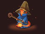  black_mage black_mage_(cosplay) charmander clothed_pokemon cosplay final_fantasy fire gen_1_pokemon hat high_collar lowres mage no_humans pokemon pokemon_(creature) ramy solo staff tail wizard_hat 