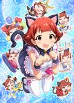  :3 :d animal_ears brown_eyes brown_hair cat_ears cat_tail character_name chibi dani-ikapi idolmaster idolmaster_million_live! nonohara_akane open_mouth paw_pose short_hair smile tail thighhighs zettai_ryouiki 