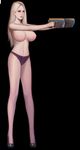  animated animated_gif blonde_hair bouncing_breasts breasts dual_wielding grimhelm gun high_heels nipples panties topless underwear weapon 