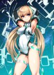  angela_balzac armpits arms_up bangs bare_shoulders black_gloves blonde_hair blue_eyes blush breasts contrapposto covered_navel cowboy_shot deva_battle_suit elbow_gloves gloves hair_ornament halterneck harigane_shinshi headgear highleg highleg_leotard highres impossible_clothes impossible_leotard leotard light_smile long_hair looking_at_viewer low_twintails medium_breasts rakuen_tsuihou smile solo standing thigh_strap thighs turtleneck twintails very_long_hair 