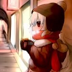  alternate_costume bad_id bad_pixiv_id can canned_coffee coat hat holding inubashiri_momiji inunoko. looking_at_viewer red_eyes scarf short_hair solo steam tail touhou white_hair wolf_tail 