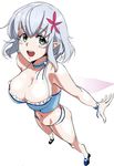  :d amagi_brilliant_park bad_id bad_pixiv_id bare_shoulders blush breasts choker cleavage foreshortening from_above green_eyes hair_ornament large_breasts muse_(amaburi) open_mouth pointy_ears ruuto_(sorufu) short_hair silver_hair sketch smile solo standing 