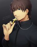  brown_eyes brown_hair cross cross_necklace fate/zero fate_(series) jewelry kotomine_kirei male_focus necklace ruchi solo 