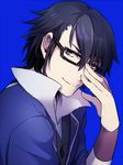  black_hair blue_eyes fushimi_saruhiko glasses k_(anime) male_focus ruchi solo 