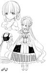  absurdres bad_id bad_pixiv_id frown greyscale highres long_hair monochrome original sakiyo_cake simple_background sketch very_long_hair white_background 