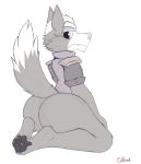  anthro big_butt butt canine clothing digital_media_(artwork) fur hair hi_res looking_at_viewer looking_back male mammal nintendo oddchurch simple_background solo star_fox thick_thighs video_games wolf wolf_o&#039;donnell 
