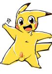  2012 balls doneru erection feral male nintendo open_mouth penis pikachu pok&eacute;mon pok&eacute;mon_(species) semi-anthro simple_background solo video_games white_background 