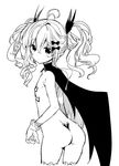  ass bad_id bad_pixiv_id flat_chest from_behind gloves greyscale looking_at_viewer looking_back monochrome original sakiyo_cake simple_background solo white_background 