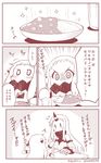  blush claws comic commentary contemporary covered_mouth curry curry_rice detached_sleeves flying_sweatdrops food holding horn horns kantai_collection long_hair mittens monochrome multiple_girls northern_ocean_hime ribbed_sweater rice seaport_hime shinkaisei-kan sparkle spoon sweater translated waving_arms yamato_nadeshiko 