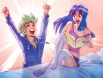  1girl book green_hair inanna_nakano md5_mismatch midriff multicolored_hair my_little_pony my_little_pony_friendship_is_magic nana_nakano personification purple_hair spike_(my_little_pony) thighhighs twilight_sparkle 
