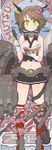  book brown_hair character_name green_eyes hairband holding kantai_collection looking_at_viewer machinery md5_mismatch mutsu_(kantai_collection) navel pen pleated_skirt short_hair skirt smile solo translation_request turret ushimado 