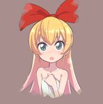  :o ammonio bare_shoulders blonde_hair blue_eyes blush bow brown_background dokidoki!_precure hair_bow long_hair looking_at_viewer open_mouth precure regina_(dokidoki!_precure) simple_background solo 