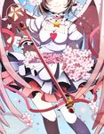  absurdres bad_id bad_pixiv_id baton brown_hair cardcaptor_sakura cherry_blossoms choker dress fumiko_(miruyuana) head_out_of_frame heart highres kinomoto_sakura magical_girl pink_choker puffy_short_sleeves puffy_sleeves ribbon_choker short_sleeves smile solo star star_choker thigh_strap white_dress wings wrist_cuffs 