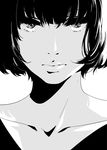  collarbone face goshiki_suzu greyscale highres lineart lips looking_at_viewer monochrome original portrait short_hair simple_background solo white_background 