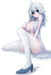  ahoge bad_id bad_pixiv_id blue_eyes breasts elf full_body high_heels large_breasts long_hair looking_at_viewer nipples original panties pantyshot pantyshot_(sitting) pointy_ears sitting sleeveless solo transparent underwear wada_kazu white_background white_hair white_legwear white_panties 