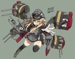  anchor_hair_ornament black_legwear blonde_hair blush fbc gloves hair_ornament hat kantai_collection long_hair long_sleeves looking_at_viewer military military_uniform open_mouth outstretched_arm outstretched_hand peaked_cap prinz_eugen_(kantai_collection) skirt smile solo thighhighs twintails uniform white_gloves 