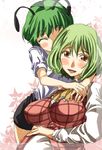  ^_^ antennae ascot blush breasts closed_eyes commentary_request couple dress_shirt green_hair hug if_they_mated ips_cells kazami_yuuka large_breasts multiple_girls open_mouth partial_commentary pregnant red_eyes shirt short_hair smile touhou wriggle_nightbug yohane yuri 