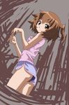  bad_id bad_pixiv_id brown_eyes brown_hair casual cropped_legs log_horizon looking_back minori_(log_horizon) rohitsuka short_hair short_shorts shorts side_ponytail solo 