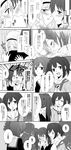  4girls anger_vein bad_id bad_pixiv_id blush comic contemporary greyscale hair_ribbon hairband highres hiryuu_(kantai_collection) hug imminent_kiss kantai_collection long_hair monochrome multiple_girls neckerchief open_mouth ribbon school_uniform shoukaku_(kantai_collection) smile souryuu_(kantai_collection) strap translation_request udon_(shiratama) zuikaku_(kantai_collection) 