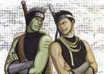  2boys fangs headband hoshigaki_kisame male male_focus momochi_zabuza multiple_boys naruto smile 