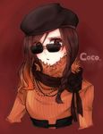  1girl beret brown_hair character_name coco_(rwby) coco_adel hat merry_(168cm) pixiv_manga_sample rwby solo sunglasses 
