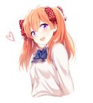  alternate_hairstyle bad_id bad_pixiv_id bow gekkan_shoujo_nozaki-kun heart mery_(apfl0515) open_mouth orange_hair polka_dot polka_dot_bow purple_eyes sakura_chiyo smile solo twintails upper_body 