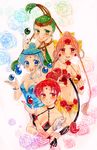  :d amazons_quartet bad_id bad_pixiv_id bangs bare_shoulders bishoujo_senshi_sailor_moon blue_eyes blue_hair blue_leotard bow cerecere_(sailor_moon) colored_eyelashes flower gem green_eyes green_hair hair_bun hair_ornament hair_rings index_finger_raised junjun_(sailor_moon) leotard marker_(medium) multiple_girls open_mouth orange_eyes pallapalla_(sailor_moon) parted_bangs pink_hair red_eyes red_hair ri_(aya_pine) rope rose smile traditional_media vesves_(sailor_moon) whip yellow_bow 