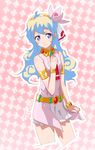  1girl aquarius_(sworddavid) armlet bracelet cloud_hair dress flower hair_flower hair_ornament jewelry long_hair multicolored_hair nia_teppelin pink_skirt skirt sleeveless smile solo tengen_toppa_gurren_lagann 