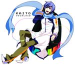  asaki_(artist) bad_id bad_pixiv_id blue_eyes blue_hair blue_scarf headphones headset kaito male_focus open_mouth scarf solo vocaloid 