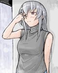  casual lowres older rain red_eyes rozen_maiden shirt silver_hair sleeveless sleeveless_shirt solo suigintou tsuda_nanafushi 