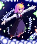 bad_id bad_pixiv_id blonde_hair danmaku fang guang open_mouth outstretched_arms red_eyes rumia short_hair solo spread_arms touhou 