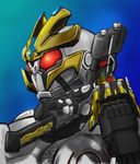  bodysuit goggles gun handgun helmet huujyu kamen_rider kamen_rider_ixa kamen_rider_kiva_(series) male_focus pistol red_eyes solo upper_body weapon 