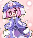  chibi happy hat herada_mitsuru hitodama oekaki pink_hair red_eyes saigyouji_yuyuko short_hair solo touhou 