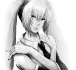  bad_id bad_pixiv_id detached_sleeves greyscale hatsune_miku long_hair monochrome nail_polish necktie solo tatsuno_(3scale) twintails vocaloid 
