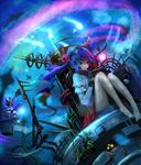  blue_hair copyright_request long_hair machinery sharurii solo twintails 