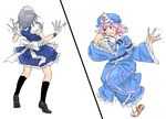  :t battle blood dango duel food hat izayoi_sakuya knife maid maid_headdress michael-x multiple_girls oekaki pink_eyes pink_hair saigyouji_yuyuko sandals short_hair silver_hair skewer torn_clothes touhou wagashi wryyyyyyyyyyyyyyyyyyyy 