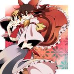  alice_margatroid bad_id bad_pixiv_id from_behind glomp grin hakurei_reimu hug marisu multiple_girls one_eye_closed smile touhou 