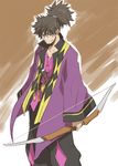  artist_request black_hair blue_eyes bow_(weapon) male_focus ponytail raven_(tales) smile solo tales_of_(series) tales_of_vesperia weapon 