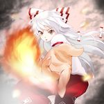  bad_id bad_pixiv_id bangs fire fujiwara_no_mokou ribbon solo touhou yuuyuu_(yuko) 