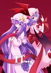  hat long_hair multiple_girls nanao_yuki patchouli_knowledge purple_hair remilia_scarlet touhou wings 