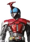  armor belt bodysuit horn kamen_rider kamen_rider_kabuto kamen_rider_kabuto_(series) keiryu male_focus simple_background solo upper_body white_background 