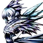  advent_cirno bad_id bad_pixiv_id blue blue_dress cirno dress from_side ice ice_wings profile shishigami_(sunagimo) simple_background solo touhou upper_body white_background wings 