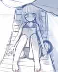  :c animal_ears beach_chair bikini blue blush cat_ears cat_tail chair flat_chest frown helma_lennartz izuoku long_hair looking_at_viewer lying navel on_back sketch solo swimsuit tail umbrella world_witches_series 