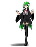  alternate_costume bad_id bad_pixiv_id bb_(fate)_(all) bb_(fate/extra_ccc) bb_(fate/extra_ccc)_(cosplay) black_legwear blouse breasts cloak corset cosplay fate/extra fate/extra_ccc fate_(series) frog_hair_ornament full_body green_hair hair_ornament kochiya_sanae large_breasts long_hair looking_at_viewer neck_ribbon outstretched_arms ribbon shadow shinmon_akika simple_background skirt smile snake_hair_ornament solo standing thighhighs touhou very_long_hair white_background zettai_ryouiki 