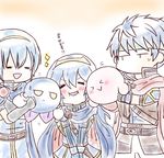 &gt;_&lt; 1girl 4boys =_= armor artist_request belt blue_hair blush cape eyes_closed fingerless_gloves fire_emblem fire_emblem:_kakusei fire_emblem:_monshou_no_nazo fire_emblem:_souen_no_kiseki gloves ike kirby kirby_(series) long_hair lucina marth meta_knight multiple_boys nintendo open_mouth pauldrons ribbed_sweater short_hair shoulder_pads smile super_smash_bros. sweatdrop sweater tiara translated translation_request yellow_eyes 